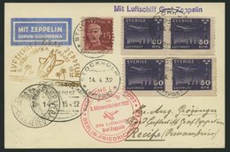 ZULEITUNGSPOST 150B BRIEF, Schweden: 1932, 3. Südamerikafahrt, Anschlussflug Ab Berlin, Prachtkarte - Zeppeline