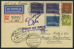 ZULEITUNGSPOST 171 BRIEF, Schweden: 1932, 5. Südamerikafahrt, Einschreibbrief, Pracht - Zeppelins