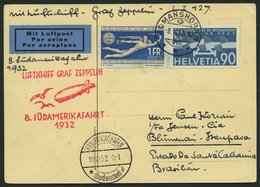 ZULEITUNGSPOST 189Aa BRIEF, Schweiz: 1932, 8. Südamerikafahrt, Auflieferung Fr`hafen, Prachtkarte - Zeppelines