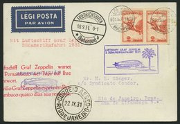 ZULEITUNGSPOST 129 BRIEF, Ungarn: 1931, 2. Südamerikafahrt, Mit Rotem Werbestempel, Prachtkarte - Zeppelines