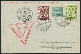 ZULEITUNGSPOST 238 BRIEF, Ungarn: 1933, Chicagofahrt, Bis Brasilien, Prachtbrief - Zeppelines