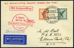 KATAPULTPOST 22b BRIEF, 19.8.1930, &quot,Bremen&quot, - New York, Seepostaufgabe, Drucksache, Prachtbrief - Cartas & Documentos