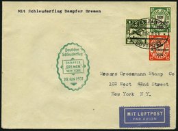 KATAPULTPOST 52Dz BRIEF, Danzig: 28.6.1931, Bremen - New York, Frankiert U.a. Mit Mi.Nr. 230, Prachtbrief, RR! - Cartas & Documentos