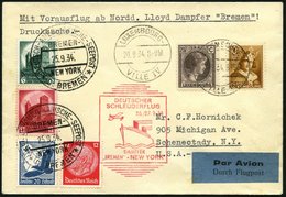 KATAPULTPOST 181Lu BRIEF, Luxemburg: 26.9.1934, Bremen - New York, Zweiländerfrankatur, Prachtbrief - Lettres & Documents