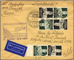 KATAPULTPOST 195b BRIEF, 26.6.1935, Europa - New York, Seepostaufgabe, Stände-Zusammendruck-Frankatur, Drucksache, Feins - Covers & Documents