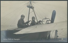 PIONIERFLUGPOST 1909-1914 1911, Offizielle Fotokarte Rundflug B.Z. Preis, Helmut Hirth Mit Passagier, Rückseitig Roter S - Airplanes