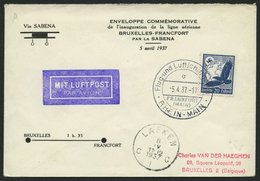 ERST-UND ERÖFFNUNGSFLÜGE 37.5.01 BRIEF, 5.4.1937, Frankfurt/M.-Brüssel, Sonderumschlag, Pracht - Zeppelin