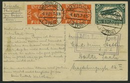 LUFTPOSTBESTÄTIGUNGSSTPL 51-01b BRIEF, HAMBURG 1, R3 In Violett, Ansichtskarte Von WESTERLAND Nach Halle Saale, Pracht - Correo Aéreo & Zeppelin