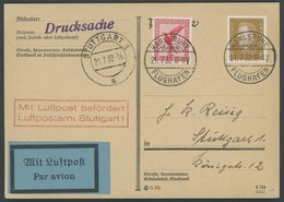LUFTPOSTBESTÄTIGUNGSSTPL 99-04a BRIEF, STUTTGART, R2 In Rot, Drucksache Von KARLSRUHE Nach Stuttgart, Pracht - Posta Aerea & Zeppelin