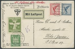 LUFTPOST-VIGNETTEN 1926, 5 Pf. Zeppelin-Eckener-Spende Der Deutschen Frauen Mit Zusatzfrankatur Auf Spendenkarte Nach Ja - Correo Aéreo & Zeppelin