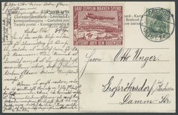 LUFTPOST-VIGNETTEN 1908, Graf Zeppelin Marken Spende Luftschiff über Dem Bodensee, Vignette In Rotbraun Auf Luftschiff-A - Luft- Und Zeppelinpost