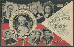 ALTE ANSICHTSKARTEN 1909, Farbige Klappkarte Sieben Schwaben - Und Noch Einer, Graf Zeppelin, Gebraucht, Pracht - Altri & Non Classificati