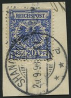 DP CHINA V 48d BrfStk, 1898, 20 Pf. Violettultramarin, Stempel SHANGHAI **a, Prachtbriefstück, Gepr. Bothe - Chine (bureaux)