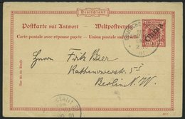 DP CHINA P 4F BRIEF, 1901, 10/10 Karmin, Frageteil, Mit Seepoststempel OST-ASIATISCHE LINIE C, 2.10.01., Pracht - Deutsche Post In China