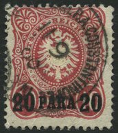 DP TÜRKEI 2b O, 1886, 20 PA. Auf 10 Pf. Dunkelrosarot Mit Wiederverwendetem Stempel Konstantinopel Nr. 3 In Therapia, Bü - Turkey (offices)