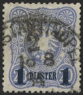 DP TÜRKEI 3b O, 1884, 1 PIA. Auf 20 Pf. Violettultramarin, Aufdruck Blauschwarz, üblich Gezähnt Pracht, Mi. 90.- - Deutsche Post In Der Türkei