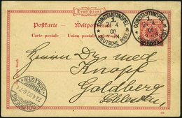 DP TÜRKEI P 5 BRIEF, 1900, 10 PARA Auf 10 Pf., Stempel CONSTANTINOPEL 1a, Prachtkarte Nach Goldberg - Turchia (uffici)