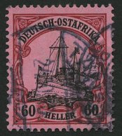 DEUTSCH-OSTAFRIKA 37 O, 1906, 60 H. Dunkelrötlichkarmin/schwarz Auf Mattrosarot, Mit Wz., Pracht, Gepr. Steuer, Mi. 240. - Afrique Orientale