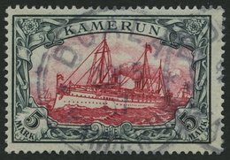 KAMERUN 19 O, 1900, 5 M. Grünschwarz/bräunlichkarmin, Ohne Wz., Stempel DUALA, Pracht, Mi. 600.- - Cameroun
