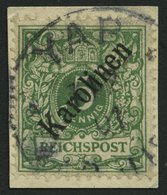 KAROLINEN 2I BrfStk, 1899, 5 Pf. Diagonaler Aufdruck, Stempel YAP, Prachtbriefstück, Fotoattest Jäschke-L., Mi. (750.-) - Caroline Islands