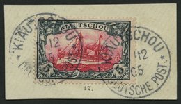 KIAUTSCHOU 17 BrfStk, 1901, 5 M. Grünschwarz/bräunlichkarmin, Ohne Wz., Stempel KIAUTSCHOU, Prachtbriefstück, Signiert,  - Kiautchou