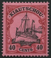 KIAUTSCHOU 23 *, 1905, 40 C. Dunkelrötlichkarmin/schwarz Auf Mattrosarot, Ohne Wz., Falzrest, Pracht, Mi. 120.- - Kiaochow