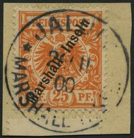 MARSHALL-INSELN 11b BrfStk, 1899, 25 Pf. Dunkelorange, Prachtbriefstück, Gepr. Jäschke-L., Mi. (70.-) - Marshall-Inseln