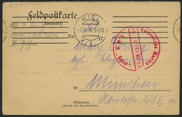 MSP VON 1914 - 1918 (Linienschiff KAISER), 9.10.1914, Roter Briefstempel, Feldpostkarte Von Bord Der Kaiser, Pracht - Marítimo