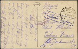 LETTLAND Feldpoststation Nr. 383, 1.1.18, Mit Aptiertem Stempel K.D. FELDPOST ** Auf Ansichtskarte (Riga-Schwarzhäupterh - Lettland