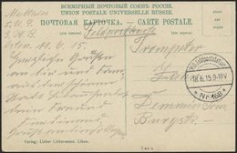 DT. FP IM BALTIKUM 1914/18 K.D. FELDPOSTSTATION NR. 168 **, 18.6.15, Auf Farbiger Ansichtskarte (Gruß Aus Libau-Zollamt) - Lettland