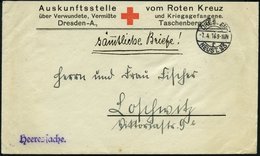 FELDPOST I.WK 1916, Vordruckbrief Der Auskunftsstelle Vom Roten Kreuz In Dresden, Violetter L1 Heeressache, Rückseitiges - Usados