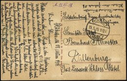 FELDPOST I.WK 1919, Soldatenpost-Ansichtskarte Soldatenbrief Eigene Angelegenheit Des Empfängers Aus Höchst An Einen San - Gebraucht