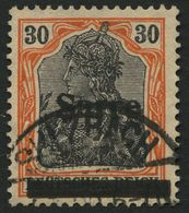 SAARGEBIET 10xID O, 1920, 30 Pf. Dunkelrotorange/schwarz Auf Chromgelb, Type I, Mit Plattenfehler Balkenteilung Senkrech - Other & Unclassified