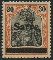 SAARGEBIET 10yI *, 1920, 30 Pf. Dunkelrotorange/schwarz Auf Orangeweiß, Type I, Falzreste, Ein Kurzer Zahn Sonst Pracht, - Otros & Sin Clasificación