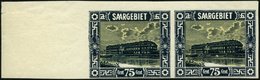 SAARGEBIET 101U Paar **, 1923, 75 C. Steingutfabrik, Ungezähnt, Im Waagerechten Randpaar, Rechte Marke Mit Abart Scheinw - Sonstige & Ohne Zuordnung
