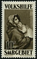 SAARGEBIET 141 **, 1928, 10 Fr. Volkshilfe, Pracht, Gepr. Hoffmann BPP, Mi. 130.- - Other & Unclassified