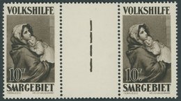 SAARGEBIET 141ZW **, 1929, 10 Fr. Gemälde II Im Zwischenstegpaar, Pracht, Mi. 500.- - Autres & Non Classés