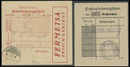 SAARGEBIET 1929, 2 Verschiedene Posteinlieferungsscheine SAARBRÜCKEN 3 Bzw. 6 Für Nachnahme Bzw. Paket, Dieser Rückseiti - Autres & Non Classés