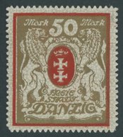 FREIE STADT DANZIG 100Xa **, 1922, 50 M. Rot, Wz. 2X, Pracht, Mi. 260.- - Otros & Sin Clasificación