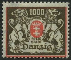 FREIE STADT DANZIG 145X *, 1923, 1000 M. Rot/schwarzbraun, Wz. X, Falzrest, Pracht, Mi. 300.- - Other & Unclassified