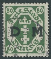 DIENSTMARKEN D 16Y O, 1922, 80 Pf. Dunkelgrün, Wz. Liegend, Zeitgerechte Entwertung TIEGENHOF FREIE STADT DANZIG, Minima - Other & Unclassified