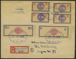 FREDERSDORF Sp 192/3 BRIEF, 1945, 8 Und XII Pf., Rahmengröße 64.5x24 Mm, Wertziffern Seitlich, Mit Sp 161FII Und 162FII  - Postes Privées & Locales