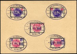 FREDERSDORF Sp 226-30 BrfStk, 1945, 5 - 30 Pf., Rahmengröße 28x19 Mm, Große Wertziffern, XII Pf. Eine Runde Ecke Sonst P - Private & Local Mails