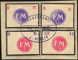 FREDERSDORF Sp 246-49 BrfStk, 1945, 5 - 12 Pf., Rahmengröße 38x28 Mm, Kleine Wertziffern, Auf Briefstück Mit Stempel Vom - Privatpost