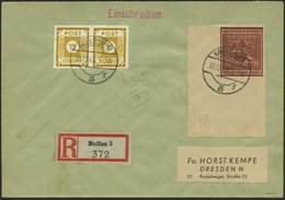 MEISSEN 38aB BRIEF, 1945, 12 Pf. Braunrot Wiederaufbau, Ungezähnt, Große Linke Untere Bogenecke, Mit Zusatzfrankatur Auf - Private & Local Mails