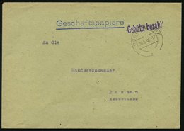 ALL. BES. GEBÜHR BEZAHLT DEGGENDORF, 26.5.46, Violetter L1 Gebühr Bezahlt, Prachtbrief - Andere & Zonder Classificatie