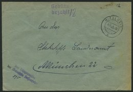 ALL. BES. GEBÜHR BEZAHLT HIRSCHAID, 9.11.45, Violetter L2 Gebühr Bezahlt, Handschriflich 12, Zweimal Verwendeter Umschla - Sonstige & Ohne Zuordnung