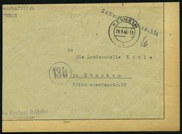 ALL. BES. GEBÜHR BEZAHLT KEHLHEIM, 29.3.46, L1 24 Rm Gebühr Bezahlt, Briefvorderseite, Feinst - Otros & Sin Clasificación