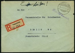 ALL. BES. GEBÜHR BEZAHLT OPPENHEIM, 14.4.47, Violetter L1 Gebühr Bezahlt, Einschreibbrief, Feinst - Otros & Sin Clasificación