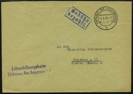 ALL. BES. GEBÜHR BEZAHLT ORTRAND (KR LIEBENWERDA), 11.4.46, Blauer R2 Gebühr Bezahlt, Prachtbrief - Otros & Sin Clasificación